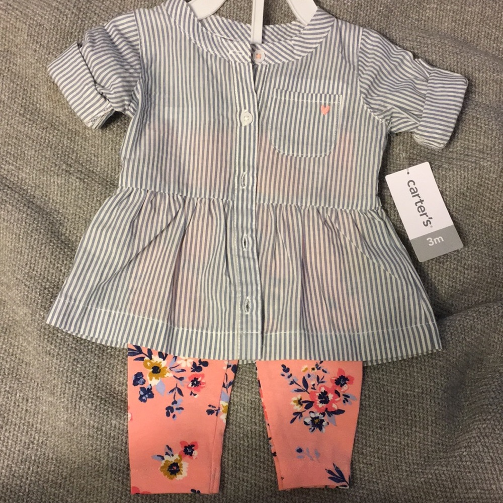 Stripped tunic and floral leggings set